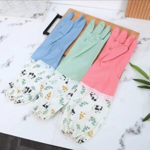 Long silicon waterproof kitchen/household gloves.