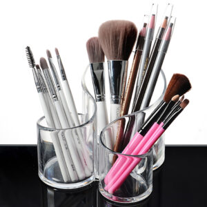 Cosmetic Organizer – Clear Acrylic Makeup Brush Holder & 3 Storage Boxes for Makeup and Jewelry