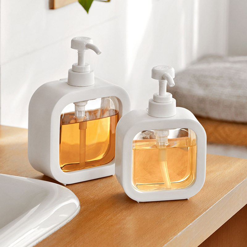 Bottle Refillable Dispenser Plastic Square Body Lotion Pump Shampoo Soap Sanitizer Storage Bottle