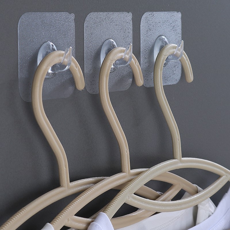 10Pcs Transparent Wall Hooks Strong Self Adhesive Traceless Hooks for Kitchen Bathroom