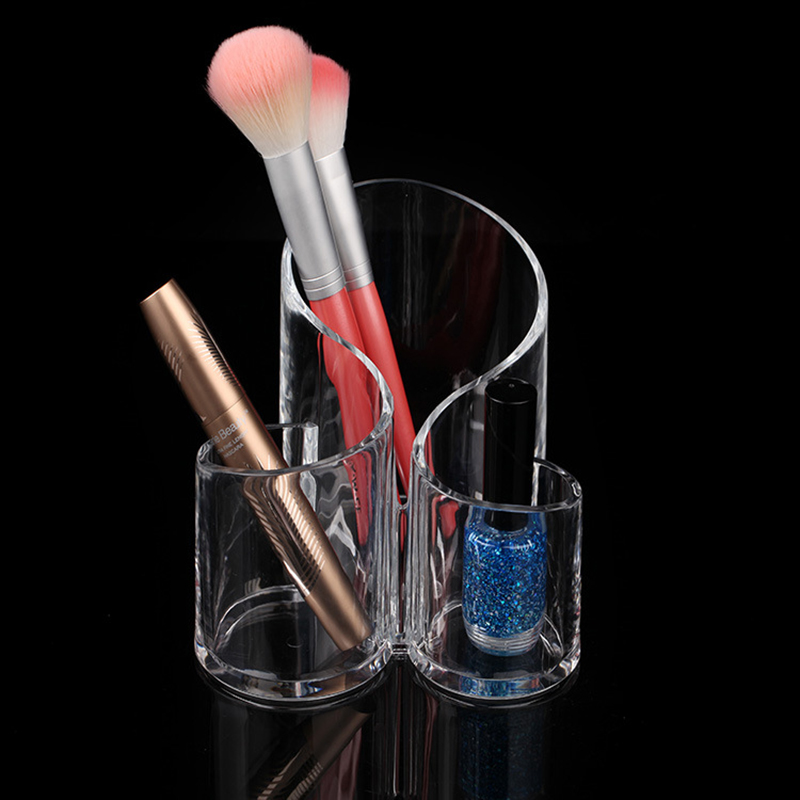 Cosmetic Organizer – Clear Acrylic Makeup Brush Holder & 3 Storage Boxes for Makeup and Jewelry