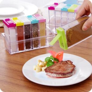 Seasoning Spice Bottle Set – Transparent Square Condiment Storage Spice Containers with Tray