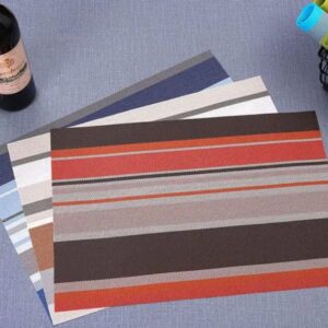 6pcs Dining Table Mat – Heat Resistant Washable PVC Rectangle Placemats for Dining Tables
