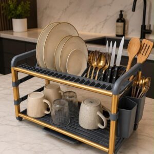 Premium Quality 2Tier Aluminium Dish Drainer