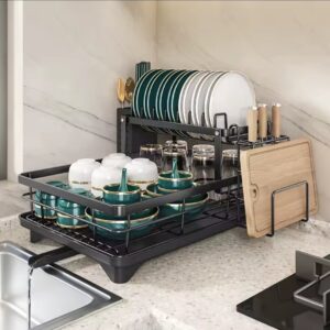 2 tier dish rack with cutlery holder & Chop Board Holder