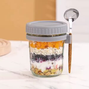 4pc Set Overnight Oats Jar – 350ml Glass Jars with Spoon