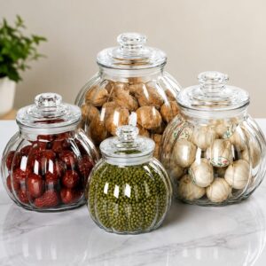 Vertical Pattern Transparent Glass Storage Jars – Airtight Kitchen & Food Storage Container