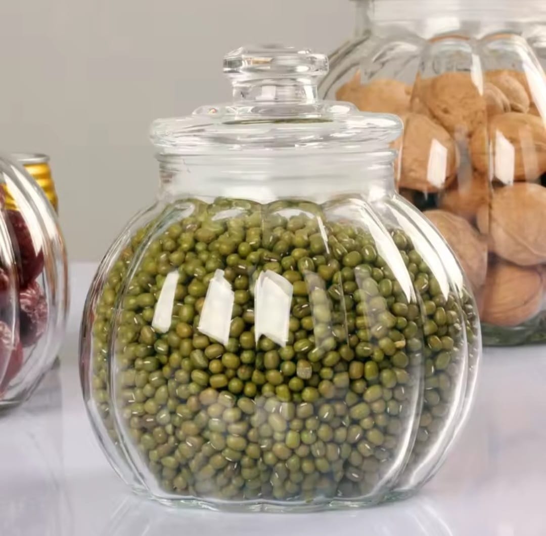 Vertical Pattern Transparent Glass Storage Jars – Airtight Kitchen & Food Storage Container