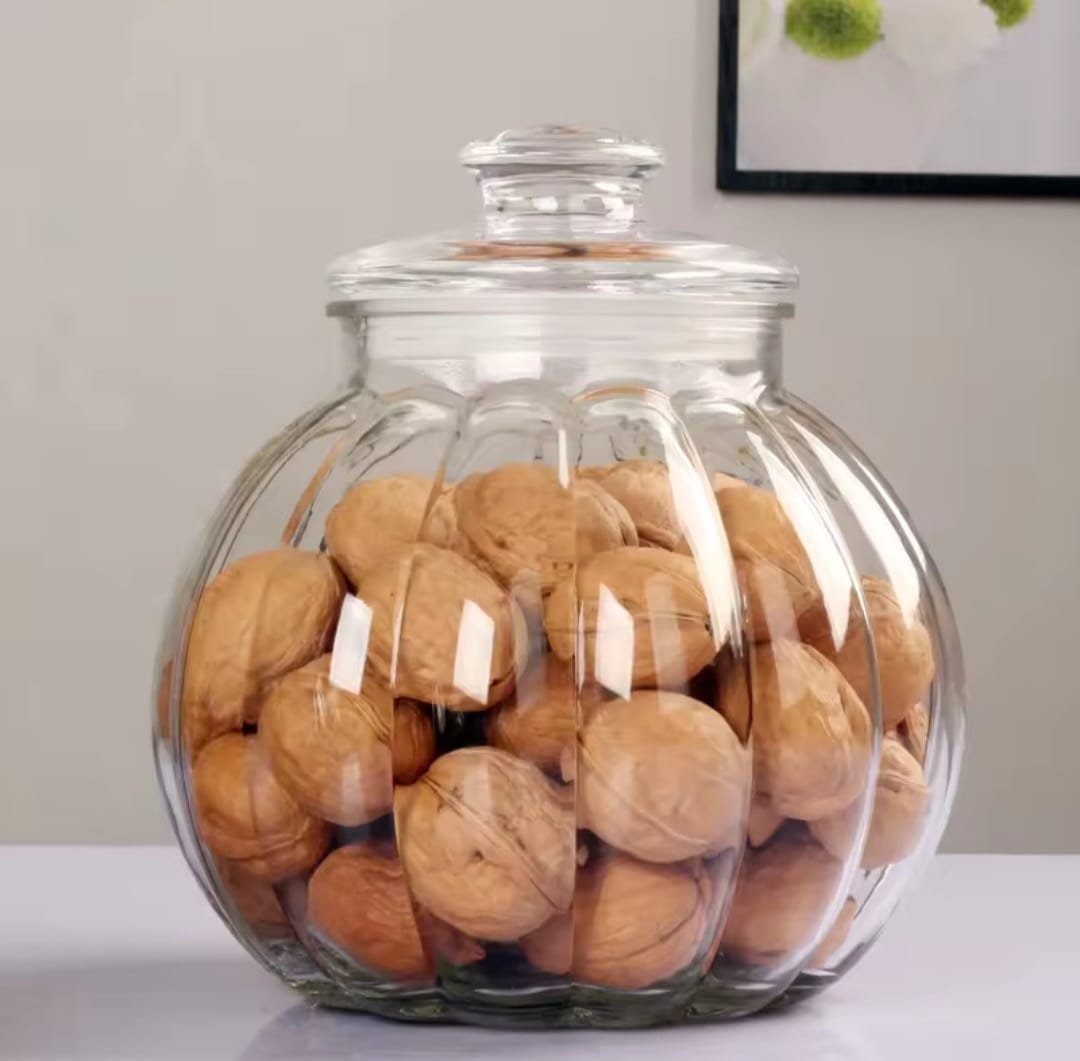 Vertical Pattern Transparent Glass Storage Jars – Airtight Kitchen & Food Storage Container