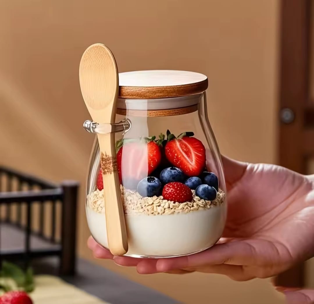 Glass Storage Canisters with Bamboo Spoon & Airtight Lid – 1000ml