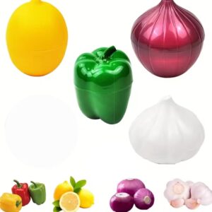 Food Storage Containers – Onion, Lemon, Garlic, Tomato & Green Pepper Shaped Sealed Crisper Boxes