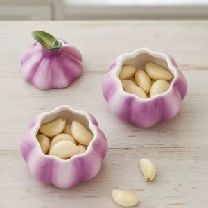 Purple Garlic-Shaped Ceramic Multifunctional Storage Jar – Candy, Nut & Jewellery Container