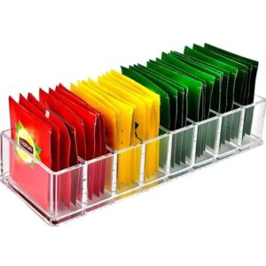 8 Compartment Transparent Multifunctional Storage Box – Acrylic Tea, Coffee & Cosmetics Organizer