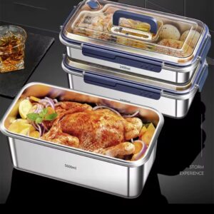 Food Grade Stainless Steel Large Capacity Leak Proof Kitchen Storage Container with Date Indicator