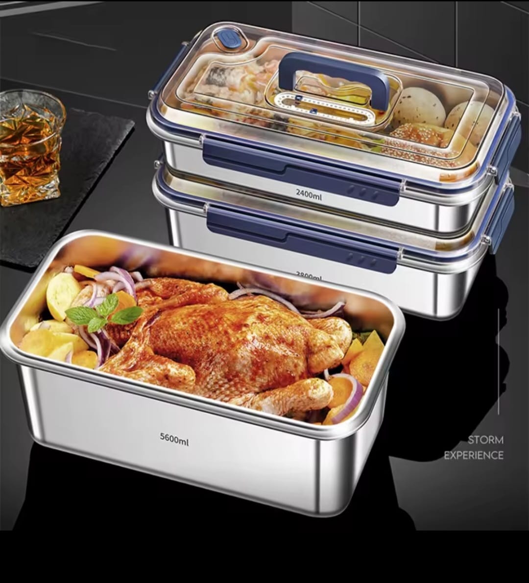 Food Grade Stainless Steel Large Capacity Leak Proof Kitchen Storage Container with Date Indicator