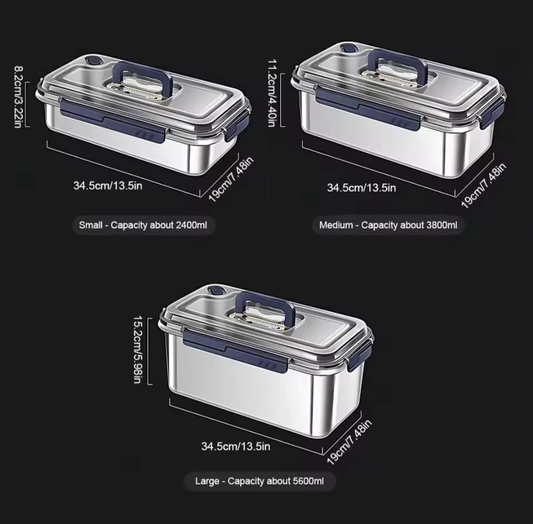 Food Grade Stainless Steel Large Capacity Leak Proof Kitchen Storage Container with Date Indicator