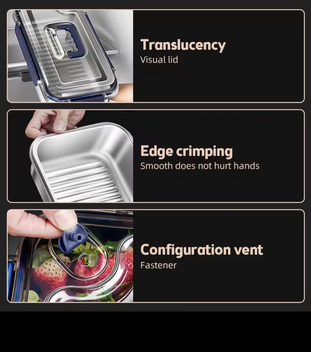 Food Grade Stainless Steel Large Capacity Leak Proof Kitchen Storage Container with Date Indicator