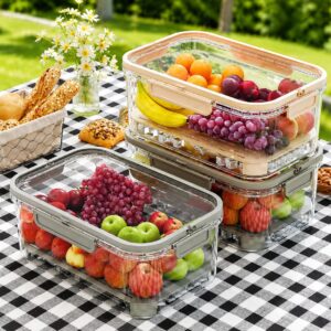 Large Capacity Airtight Food Storage Container with Drain Tray