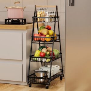 4 Layers Multifunctional Rack – Metallic Storage Organizer with Wheels