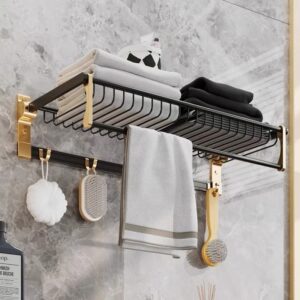 Multifunctional Towel Rack with Hook.
🔸Bathroom Accessories Wall Mount Rail Shower Hanger Aluminum Matte Black Shelf Organizer.