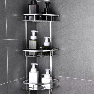 3 layer space aluminum bathroom corner shelf.