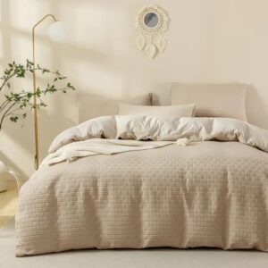 Waffle weaving poplin luxury soft Cotton Duvet cover set.