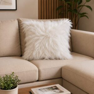 Soft cozy fluffy faux rabbit fur decorative pillow case covers